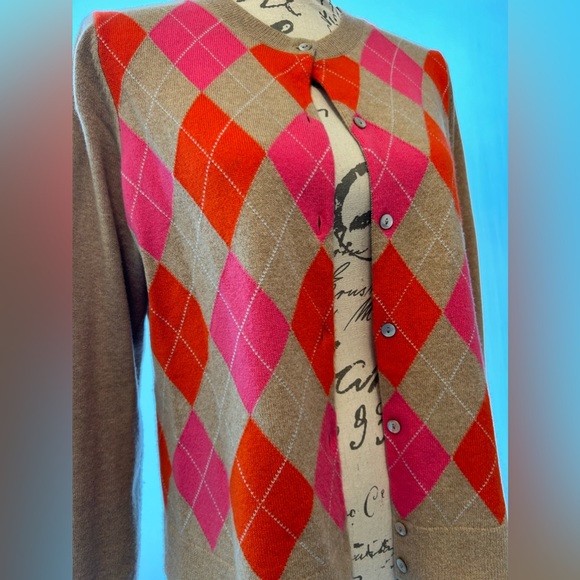Lands' End Sweaters - 100% Cashmere Lands End Argyle Cardigan Sweater